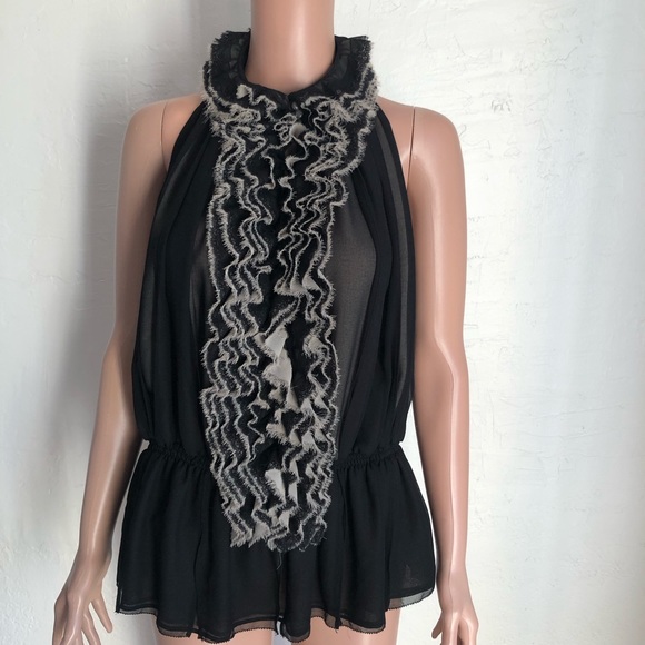 Neiman Marcus For Target Robert Rodriguez Ruffled Sleeveless Top Women’s Size L - Picture 1 of 16